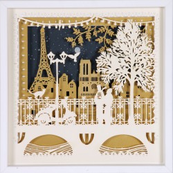 Tableau "Le pont de Paris" 25x25 cm - cadre en bois