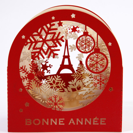 5 DIORAMAS "HUBLOT BONNE ANNÉE FLOCONS" ROUGE