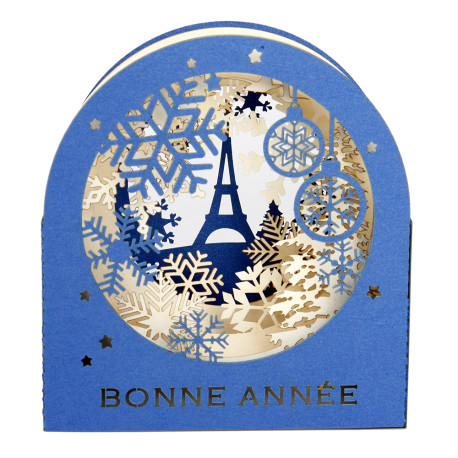 5 DIORAMAS "HUBLOT BONNE ANNÉE FLOCONS" BLEU